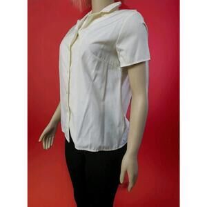 Gianni By Italy VINTAGE Ivory  Buttoned Women's Top Blouse Bust 38" Short Slv #C